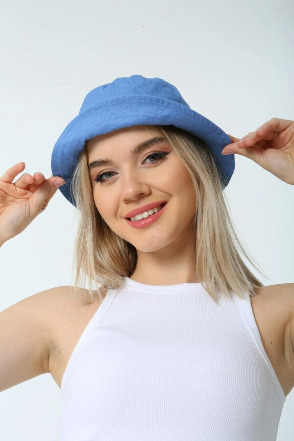 Pamuk Mavi Bucket Şapka