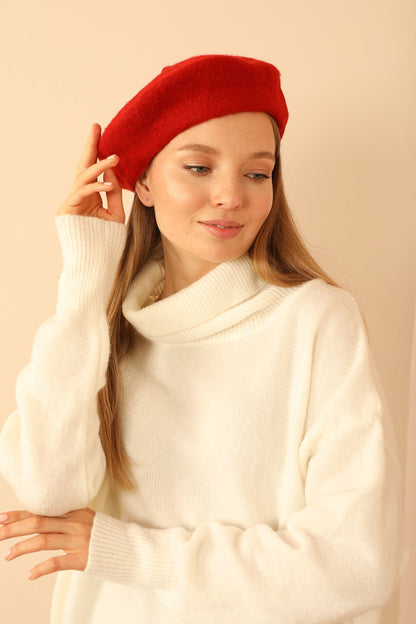 Kırmızı Yünlü Ressam Beresi