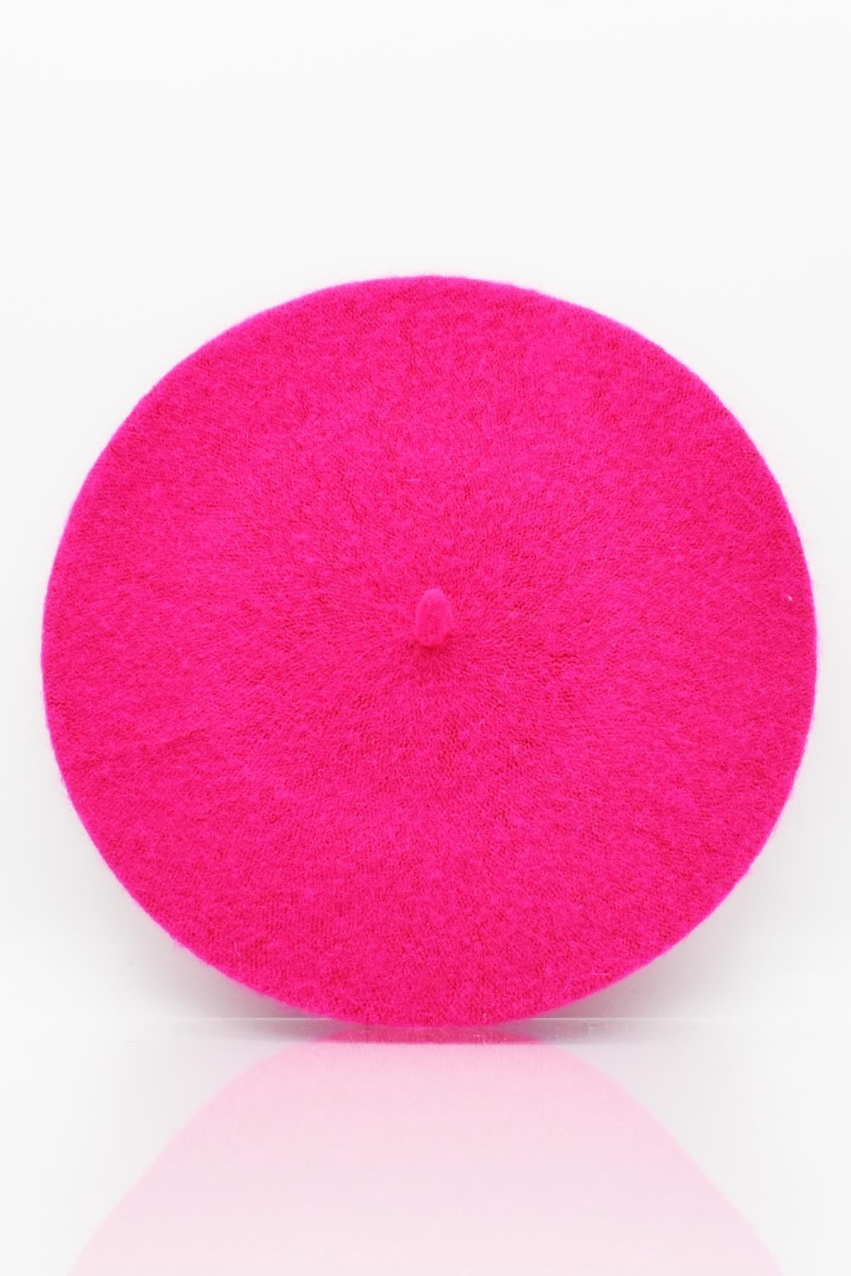 Fuşya Yünlü Ressam Bere