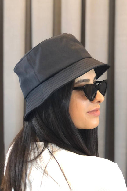 Su Geçirmez Siyah Bucket Şapka